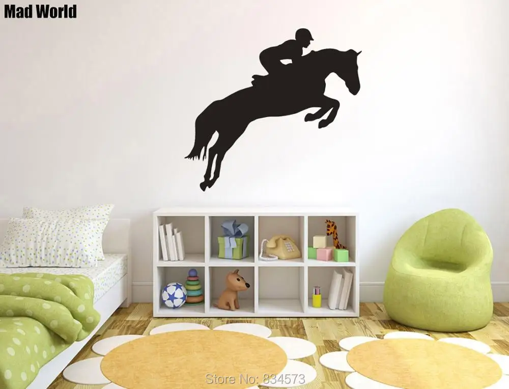 Us 12 2 Equestrian Rider Sports Jumping Horse Wall Art Stickers Wall Decals Home Diy Decoration Removable Room Decor Wall Stickers In Wall Stickers