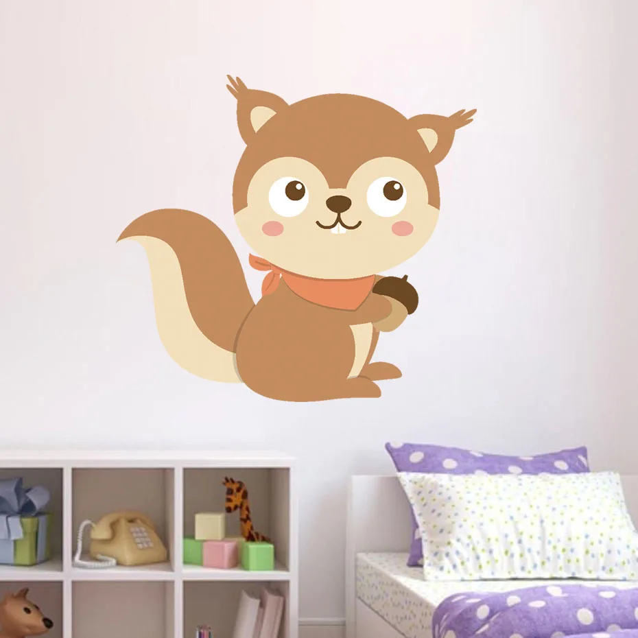 Lovely Fox Squirrel Bear Wore scarf Wall stickers Room Decor Art Vinyls Decals for Children Kids Bedroom Living Room Home Mural (5)
