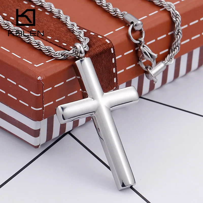 Kalen Fashion Cross Necklaces For Men High Polished 50cm Stainless Steel Jewelry Necklace Male Cheap Jewelry|cross pendant necklace|cross