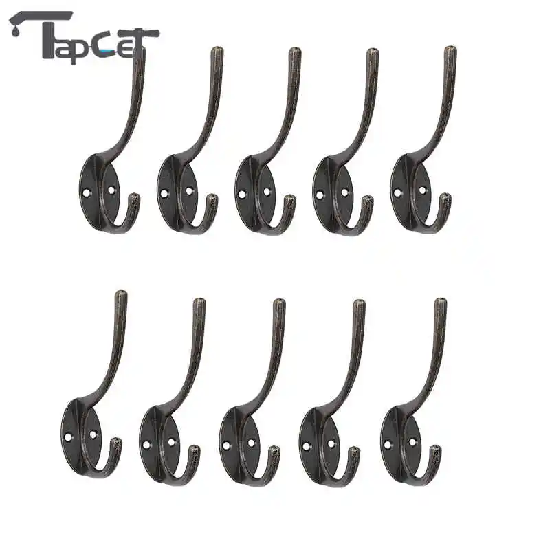 

TAPCET 10PCS Cloth Hook Hangers Vintage Iron Wall Hook Rustic Key Coat Bag Hat Hanger Rustic Robe Hooks For Home Bathroom