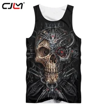 CJLM черный топ для мужчин крутой принт красный глаз металлический череп 3D Singlets человек мальчик Майки для бодибилдинга Crewneck жилет без рукавов Прямая поставка
