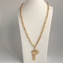 Трендовое женское ожерелье золотого цвета с подвеской в виде слона, длинное ожерелье для женщин и девушек