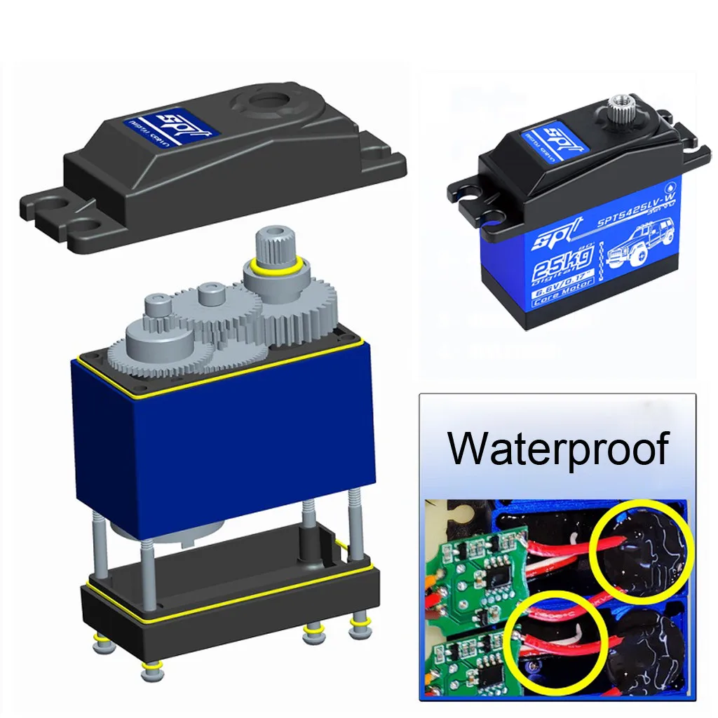 Водонепроницаемый Spt5425Lv-W 25 кг 90 градусов цифровой сервопривод для 1:8 1:10 Rc автомобиль Лодка Робот Игрушки Для Детский Радиоуправляемый автомобиль запчасти