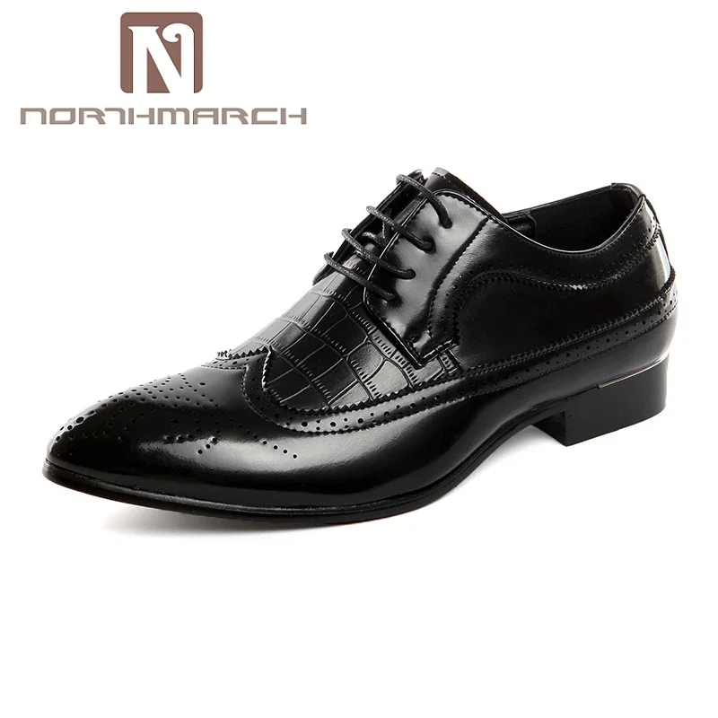 

NORTHMARCH Mens Dress Shoes Bullock Carving Oxford Shoes For Men Lace-Up Business Formal Leather Shoe Men Zapatos Hombre Casual