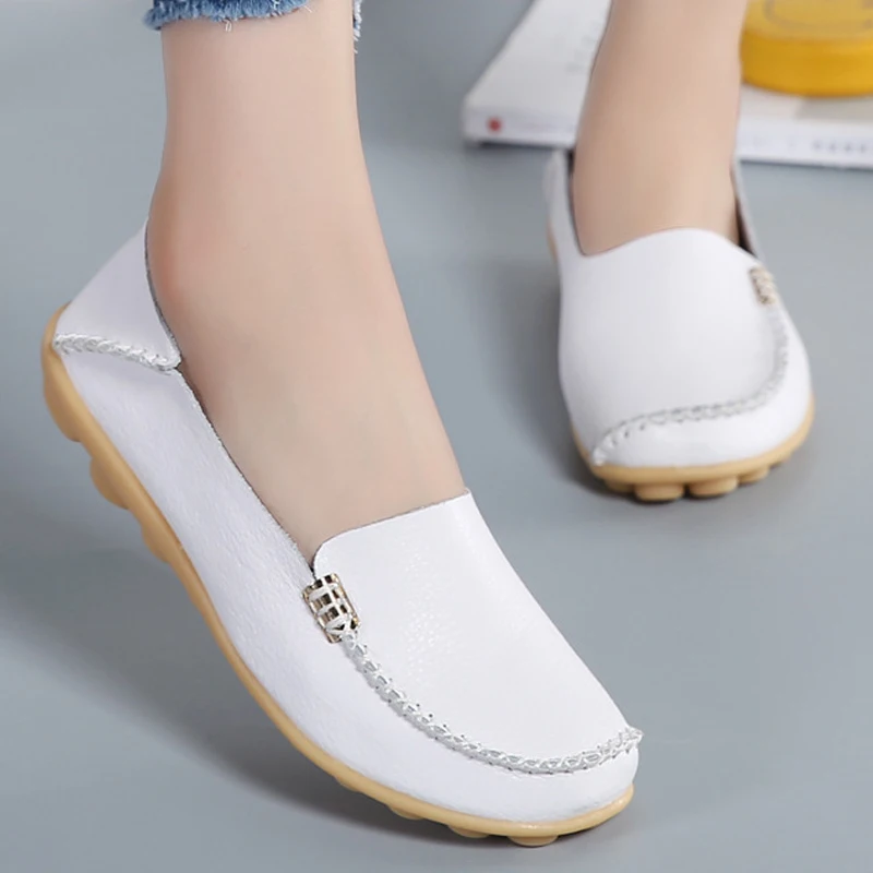 

Comfortable Large Size Women's Shoe 44,20 Color Solid PU Flat Shoes Spring And Summer Casual Mother Shoes Non-slip Nurse Shoe L3