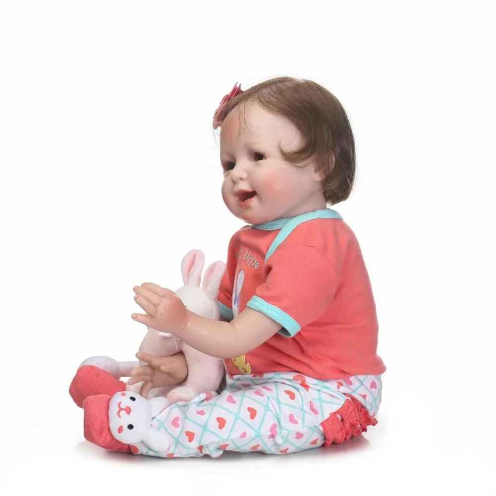

NPK 55cm Lifelike Newborn Reborn Doll Set Silicone Cute Girl Baby Dolls for Kids Playmate Gift NSV775