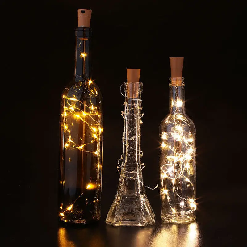 Натуральная пробка для винной бутылки 20LED медная гирлянда украшение