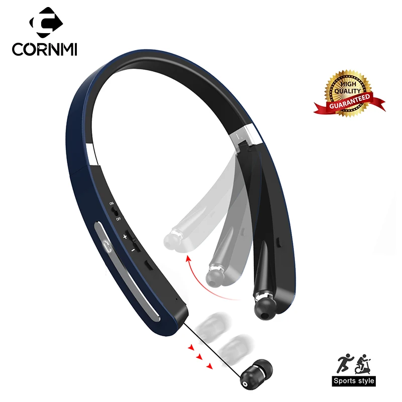 

CORNMI Wireless Earbuds Neckband Foldable IPX4 Waterproof Sweatproof Retractable Sport Earphones for iPhone Samsung