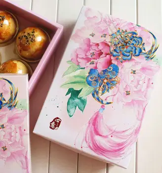 

14*21*5cm Flower Printing Cake Paper Box Gift Box Cookie Cake Box Packaging 100pcs/lot Free shipping SN1725