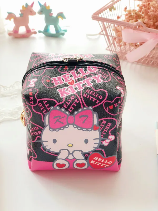 Новинка Hello kitty PU квадратная сумка для хранения на молнии квадратная косметичка EX-9658