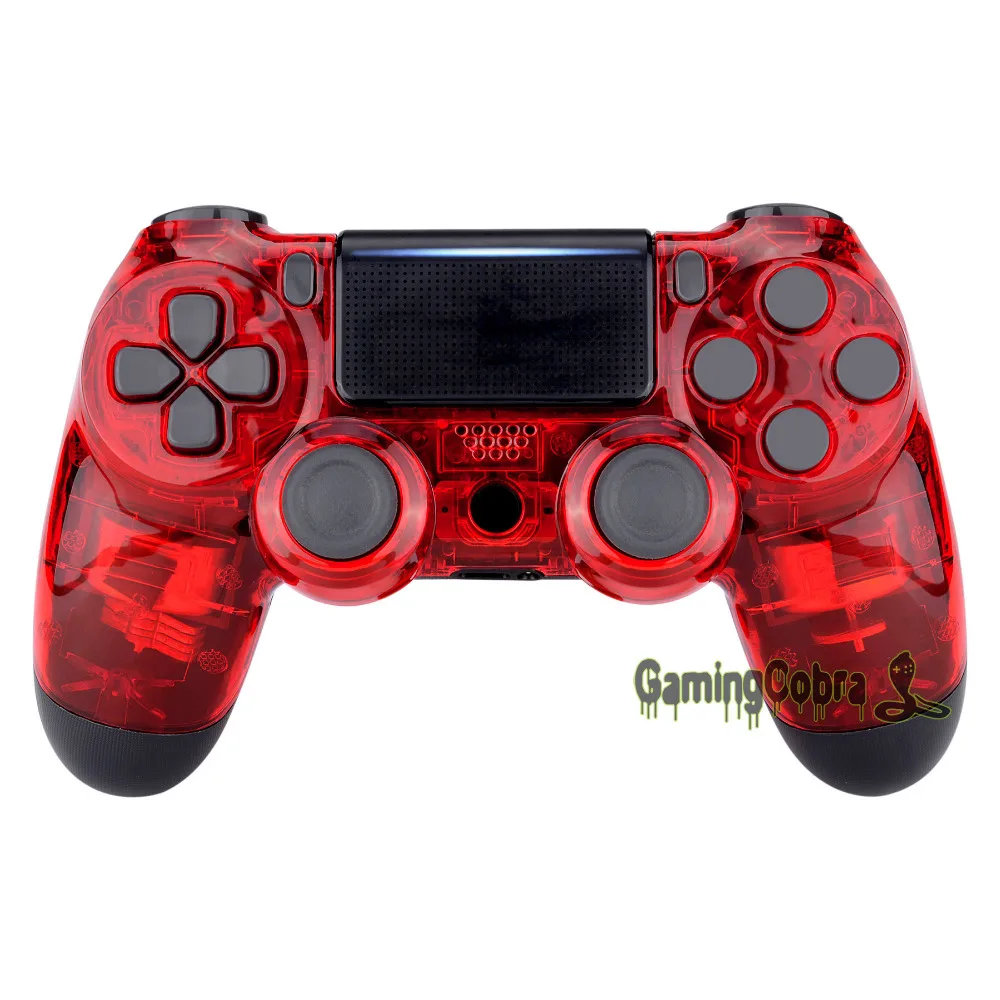 

Transparent Clear Red Front Housing Shell Faceplate Cover for Playstation 4 PS4 Slim Pro Controller - SP4FM03G