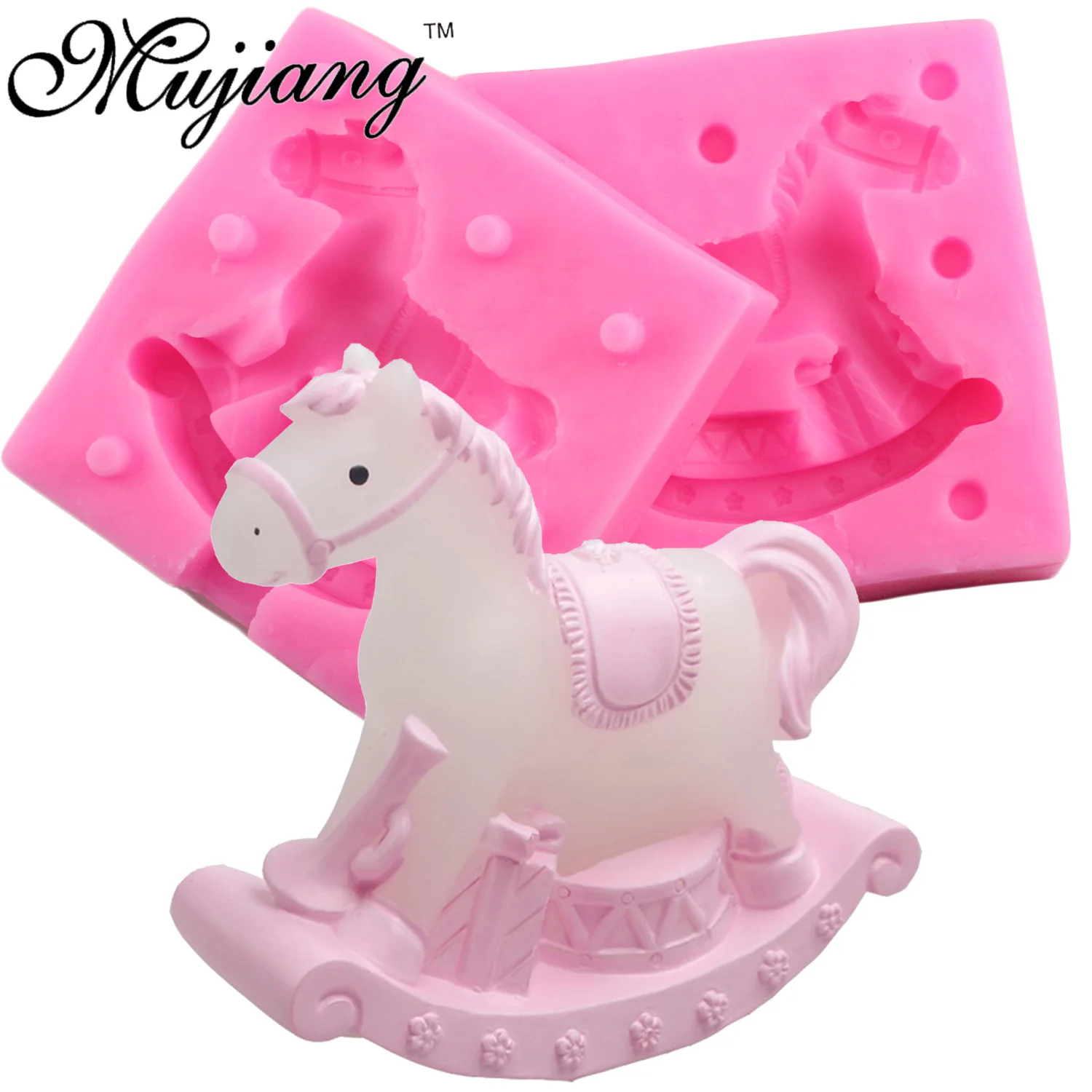 

Mujiang 3D Carousel Silicone Candle Mold Resin Clay Soap Molds Baby Party Fondant Cake Decorating Tools Chocolate Candy Moulds