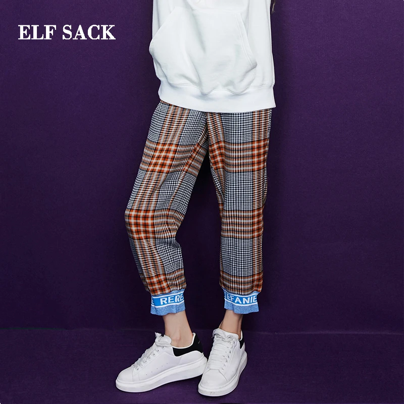 ELFSACK осень новые женские штаны повседневные трикотажные с эластичной резинкой на