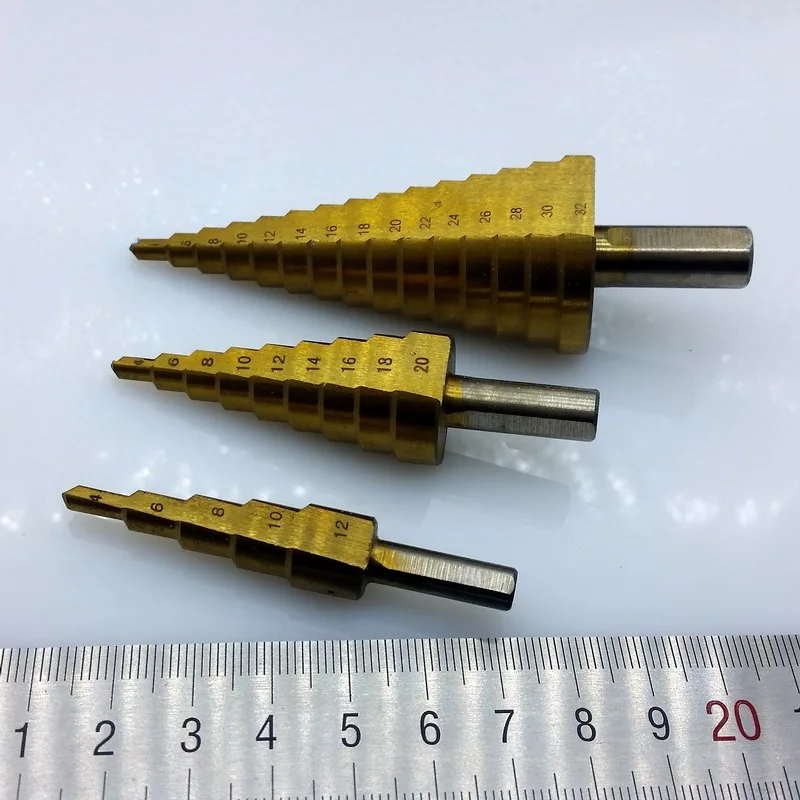 3pc Hss Step Cone Taper Drill Metal Plastic Hole Cutter Metric 4 12/20