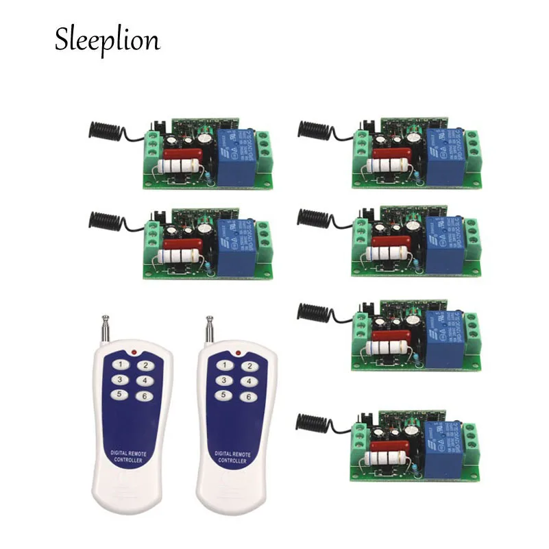 Sleeplion переменный ток 220 В 10 А 1 канал беспроводной 6 кнопочный пульт дистанционного