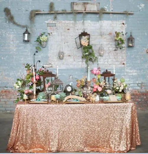 Rose Gold Sequin Overlay Sparkly Tablecloth For Rose Gold Sequin Overlay Sparkly Tablecloth For Wedding Decoration Glitz Sequined Table Linen 90inx156in In Tablecloths From Home