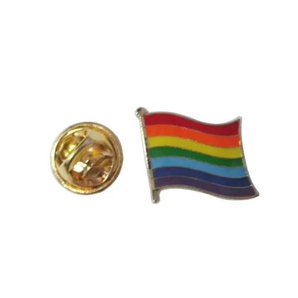 

Free shipping(350pcs/lot) Rainbow flag metal badge pin+Iron plated brass+paints+epoxy+bufferfly back button