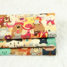 Половина ярда утолщаются хлопчатобумажная ткань животное кошка горячий серебряный принт, ручной работы DIY швейное изделие для сумки детская ткань B445