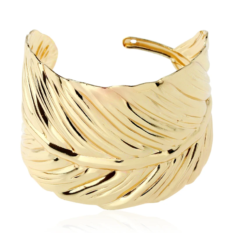 

Hot Sale Gold silver Color Bracelet Cuff Bracelets For Women Large Bracelet Punk tree leaf Open Bracelet Fashion Jewelry