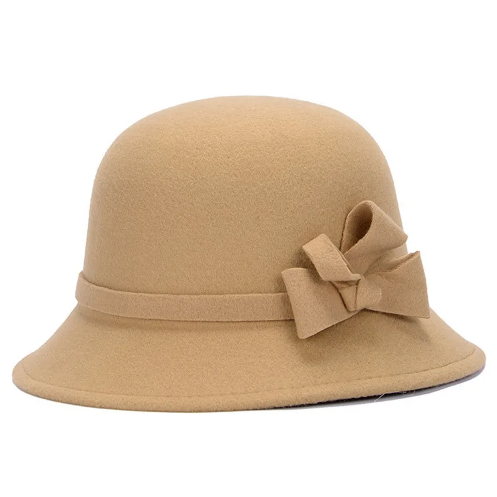 Осенне-зимние винтажные шерстяные шляпы Fedora женские элегантные офисные женские Стильные Теплые мягкие черные Лидер продаж бордовая шляпа с бантом женская