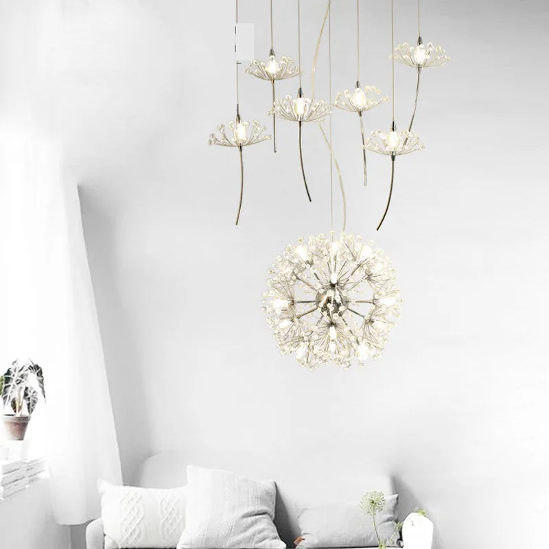 Dandelion Light Fixture Flower Led Design Chandelier Crystal Hanging