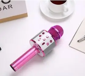 Дети Караоке микрофон Bluetooth, беспроводное аудиоустройство микрофон караоке устройство Семья KTV игрушки 1553 - Цвет: pink