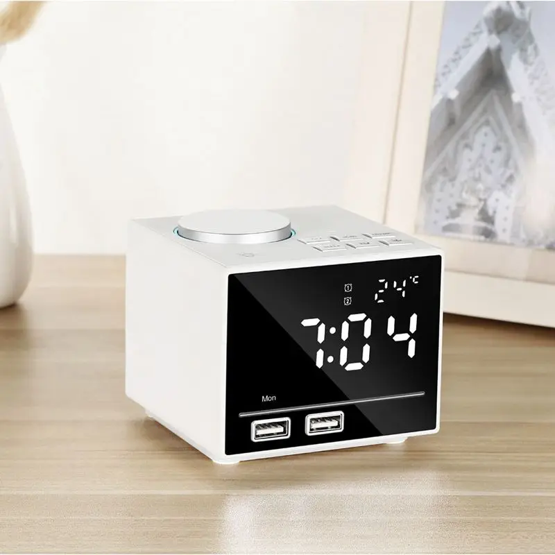 США Plug 1 комплект Bluetooth изменение цвета будильник fm-радио с Usb зарядкой и громкоговорителем