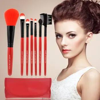 

BearPaw 7pcs/set Makeup Brushes Kit Soft Synthetic Head Wood Handle Brushes Set for Women Eyeshadow Facial Lip Makeup Brush Tool