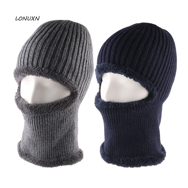 New Balaclava Thickening knitted wool cap Men's winter hat Skullies