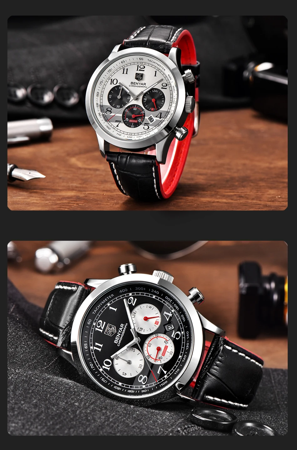 Мужские часы BENYAR наручные часы Мужские кварцевые хронограф лучший бренд класса люкс Бизнес водонепроницаемые Модные Часы Relogio Masculino