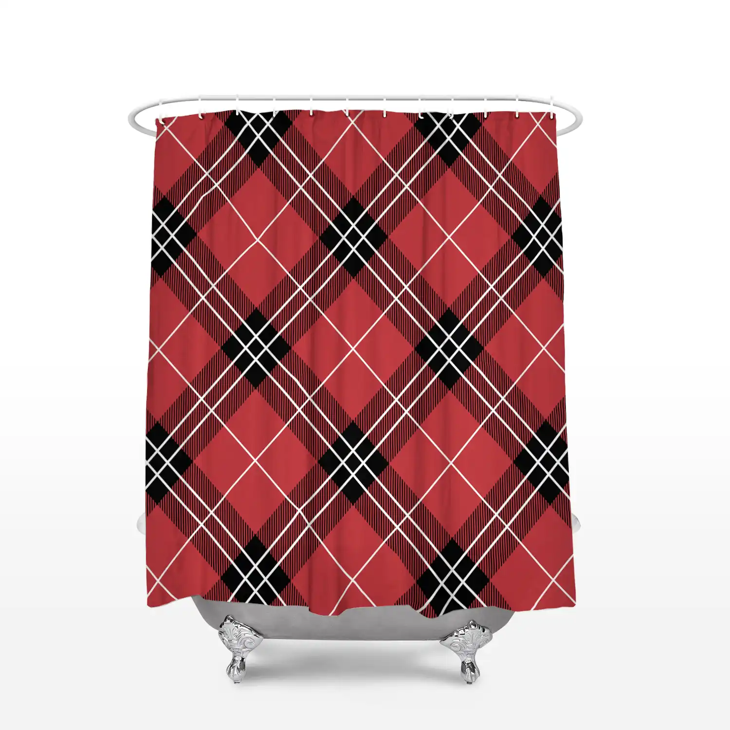 Memory Home Retro Plaid Shower Curtain Bathroom Waterproof