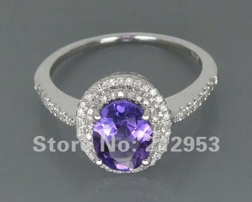

Vintage Oval 6x8mm 2.35Ct Solid 14Kt White Gold Natural Purple Amethyst Engagement Ring