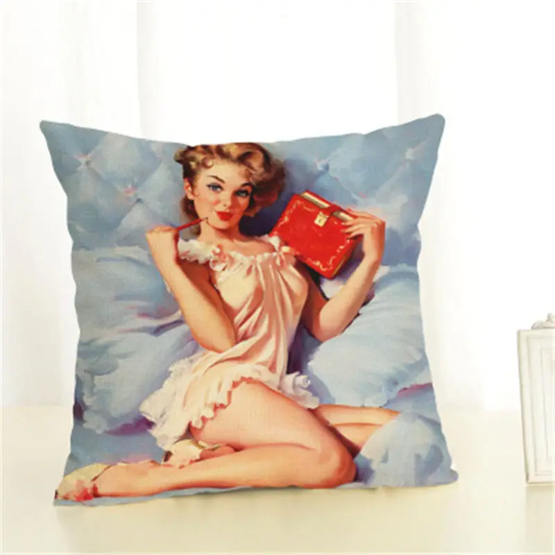 Hot Zara*women Printed Sexy Woman Cushion Cover 45x45cm Beauty Girls Portrait Throw Pillow Covers Bedroom Painting Pillowcases