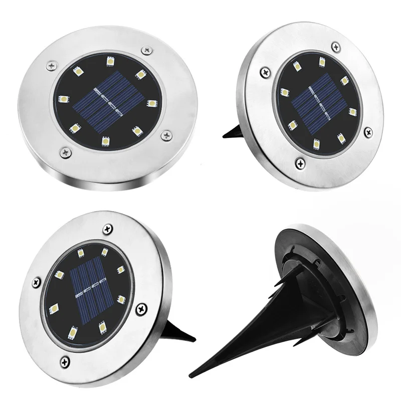 

1/2/4/8pcs 8 LED Solar Light Solar Powered Ground Buried Light Waterproof Outdoor Lawn Pathway Home Garden Decking Lamps