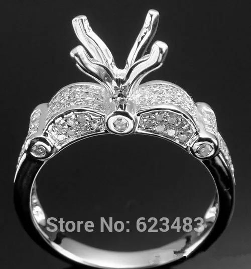

SOLID 14kt LADIES WOMENS WHITE GOLD NATURAL . 6mm to 7mm Round SEMI MOUNT RING