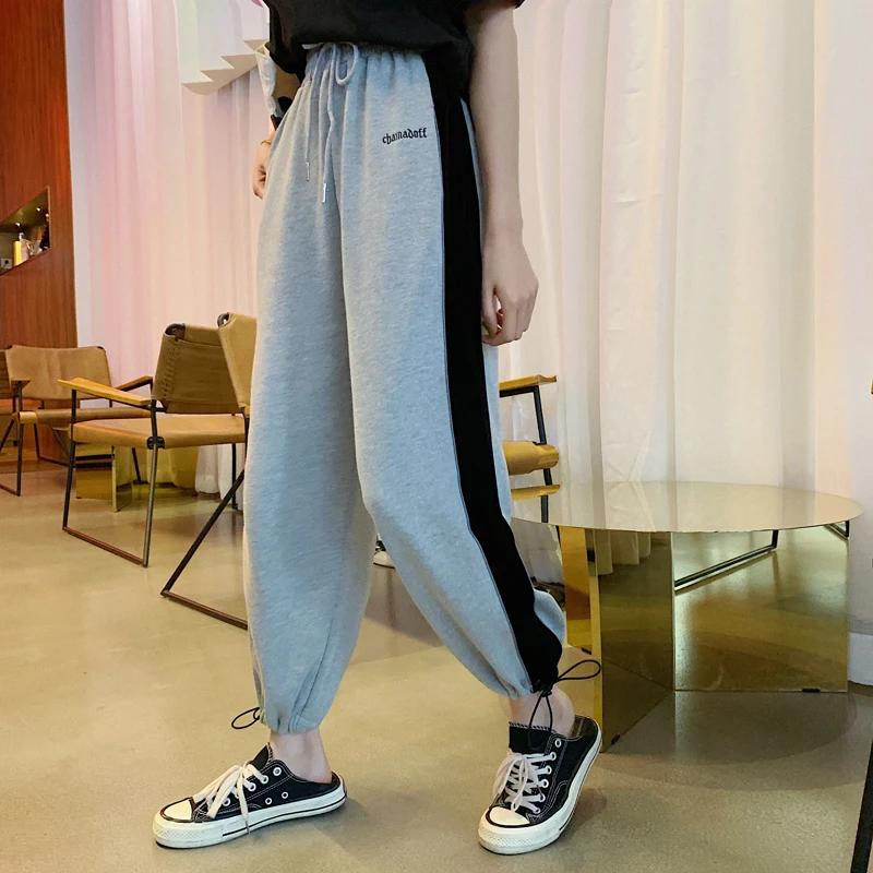 

Mihoshop Ulzzang Korean Korea Women Fashion Clothing High Waist Stripe Letter Print Pants