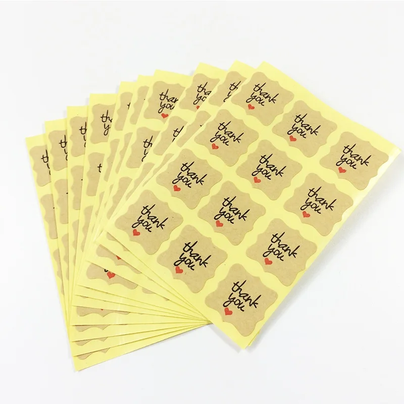 

1200 Pcs/lot Cute Mini Size Kraft Paper Thank You sealing Label Stickers For Shops Gift Party Sticker Letter Seal Wholesale