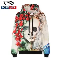 Totrust Скелет Толстовка Для женщин Толстовки Sweatershirts 2017 Женские кофты скелет хип-хоп 3D Толстовки с принтом Женский пиджаки