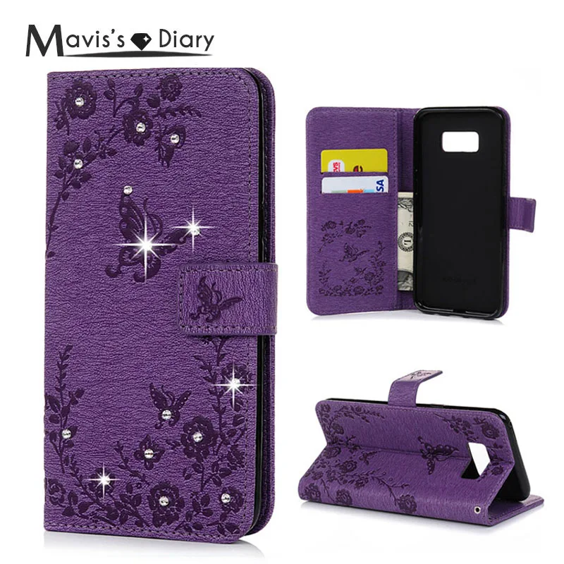 

MAVISSDIARY S8 / S8 Plus Bling Rhinestone Diamond Phone Leather Case For Samsung Galaxy S8 / S8 Plus Wallet Flip Crystal Cover