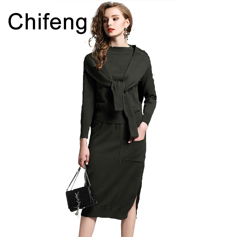 women two piece sweater skirt set womens knit sweaters top and skirts woman pullovers tops