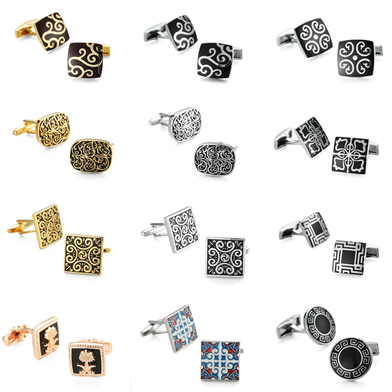 

Luxury jewelry brand Cufflinks retro pattern / gold pattern fashion design style retro Cufflinks men shirt wedding accessories
