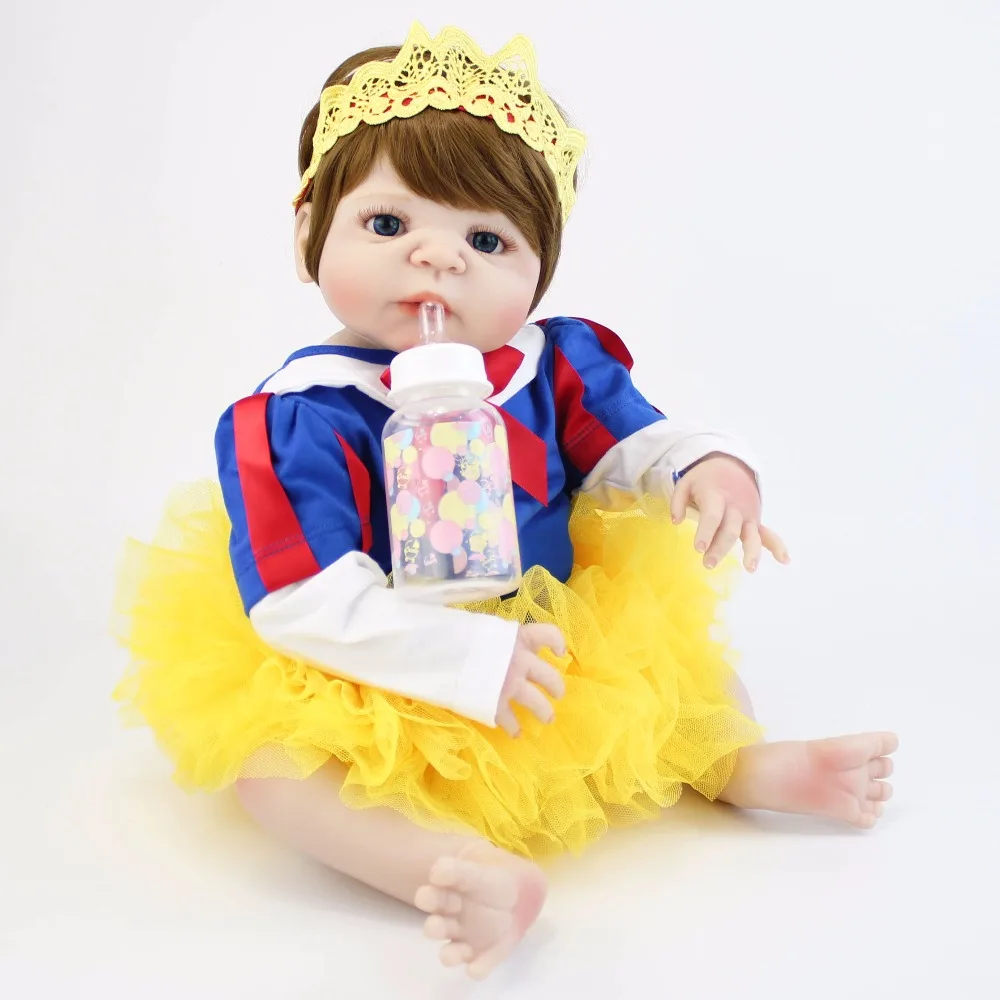 55 см полный силиконовые возрождается детские игрушки куклы реалистичные виниловые новорожденных сладкая принцесса для малышей Bebe мода