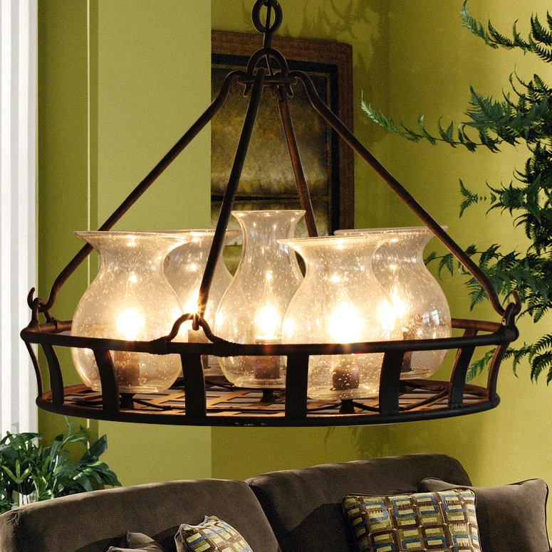 Американский Винтаж подвесные светильники Fxiture стеклянные бутылки корзина Droplights