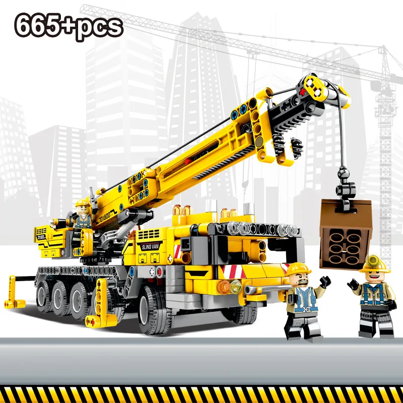 

665Pcs Technic Series Harvester Transport Engineering Building Block Sets Compatible Legoings City Kits Toys For Children Gifts