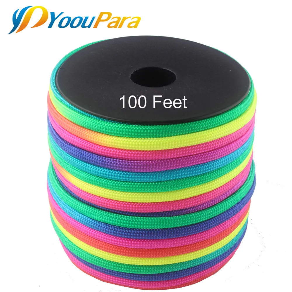 

100FT/Spools Rainbow Paracord 550 parachute cord Rope Cuerda Escalada Mil Spec Type III 7Strand Paracorde Outdoor Survival Kit