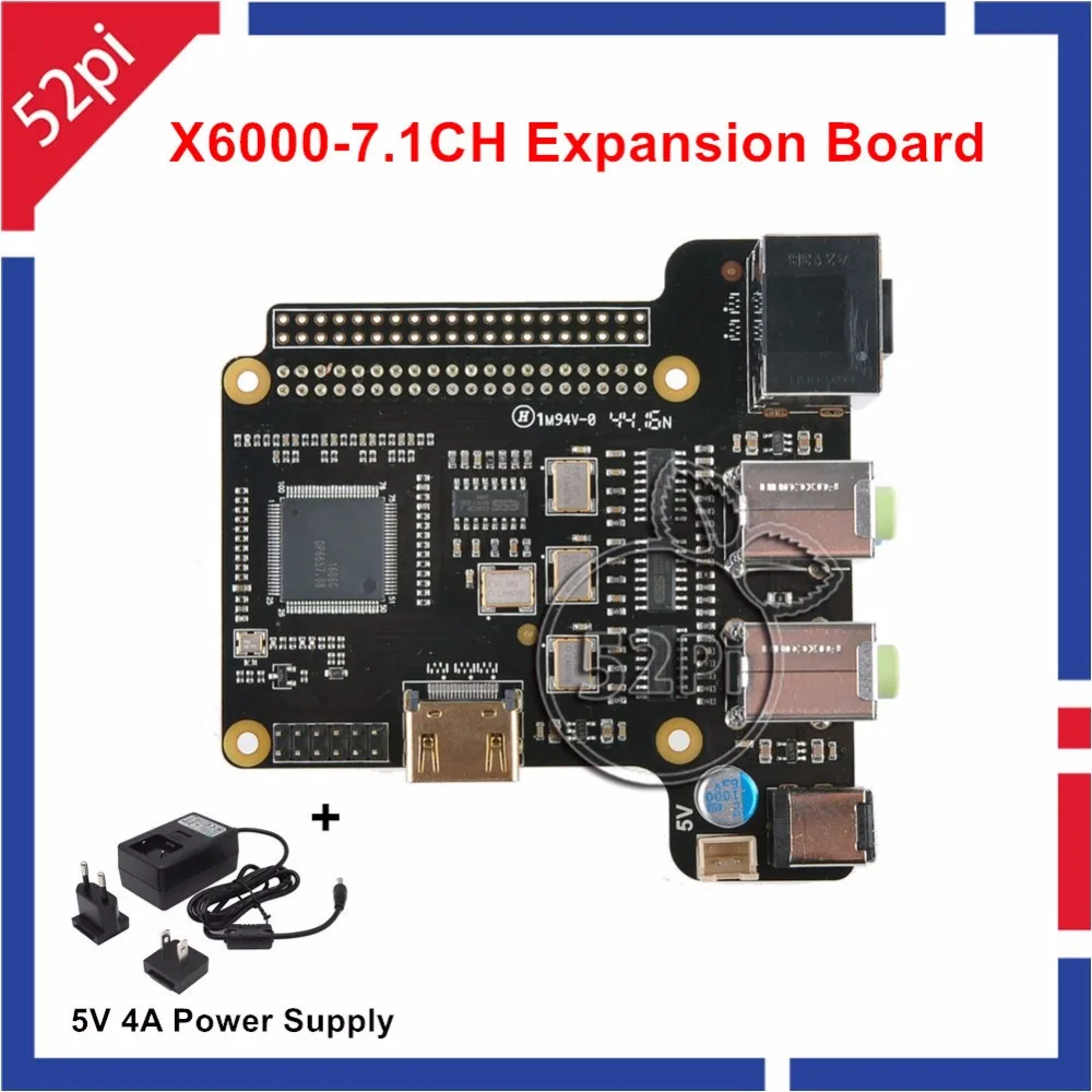 

X6000-7.1CH Expansion Board for Raspberry Pi 2 Model B / 3 Model B And 5V 4A Power Supply