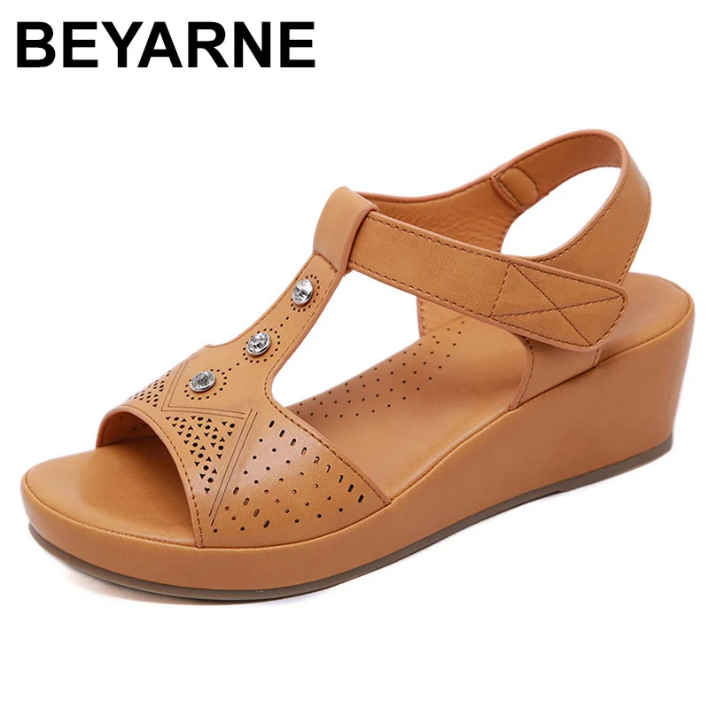 

BEYARNE2019 Summer Shoes Women Wedge Sandals Summer Ladies Wedges Shoes Casual Female Sandalias Plus SizeE579