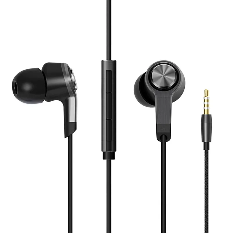 Black Wired Piston Earphones Earbuds Stereo Headset with Volume Control Microphone MIC for