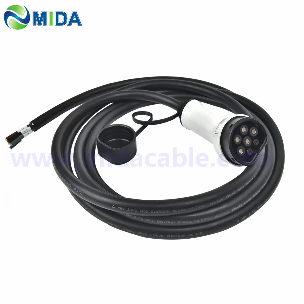 

5 Meter 16/32A Single/3 Phase Type 2 Tethered Cable IEC 62196 Mennekes Type 2 EV Charging Cable with EV Cord Car Charger Station