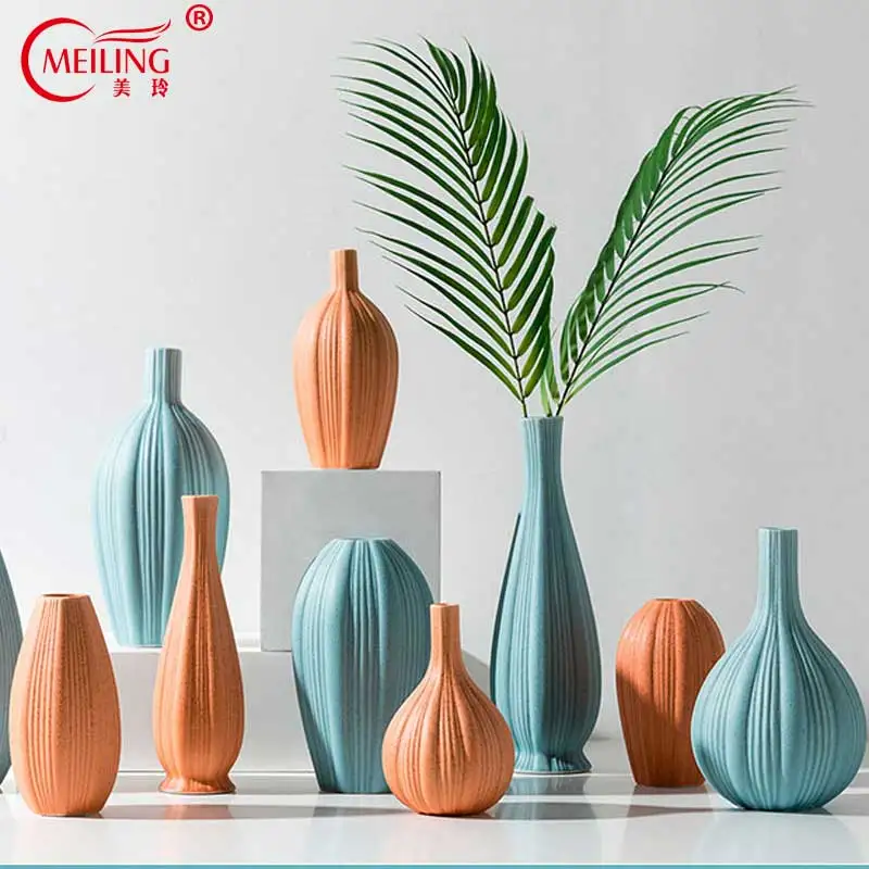 Chinese Handmade Pottery Vases Red Home Decoration Accents Living Room Tabletop Centerpieces Flower Vase Housewarming Gift Ideas